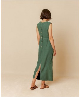 Vestido midi lino verde INDI&COLD
