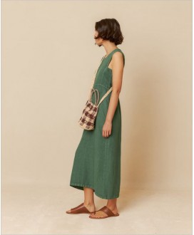 Vestido midi lino verde INDI&COLD