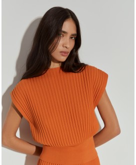 Top punto canalé sisa naranja escote pico espalda LION OF PORCHES