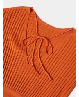 Top punto canalé sisa naranja escote pico espalda LION OF PORCHES