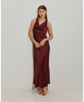 Vestido sisa largo raso burdeos LION OF PORCHES