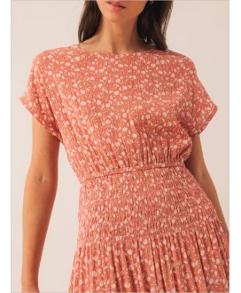 Vestido print pétalos coral INDI&COLD