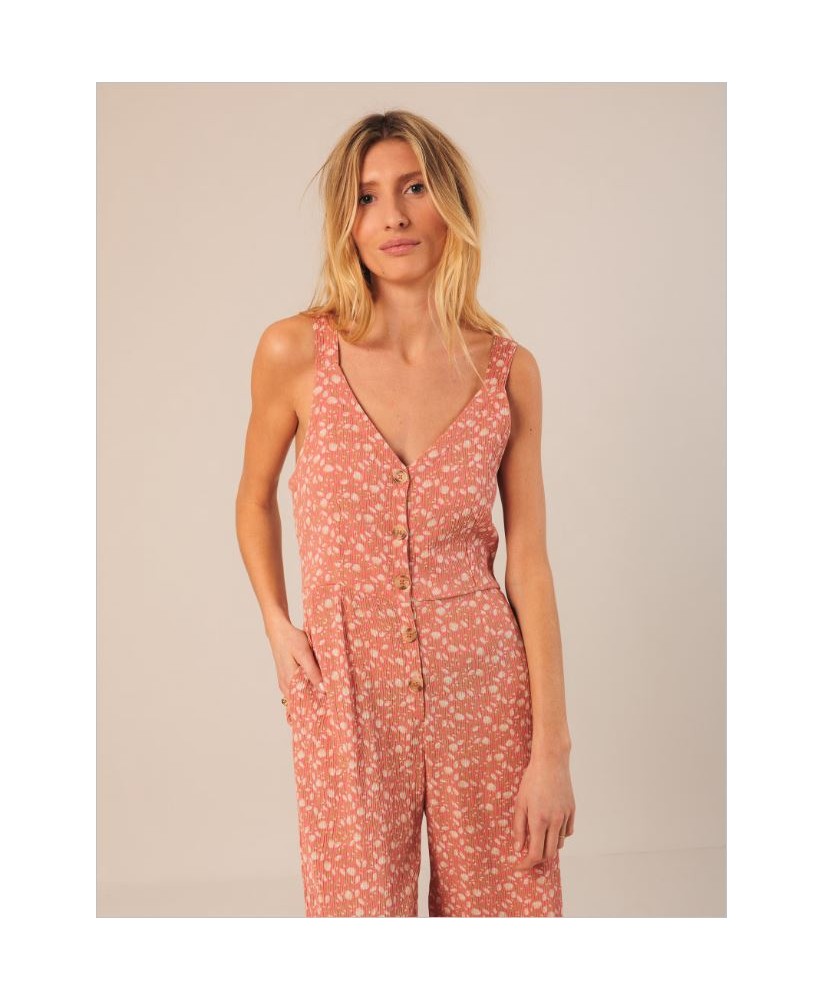 Mono crep print pétalos coral INDI&COLD