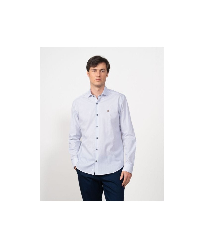 Camisa vestir blanca microdibujo verde ETIEM
