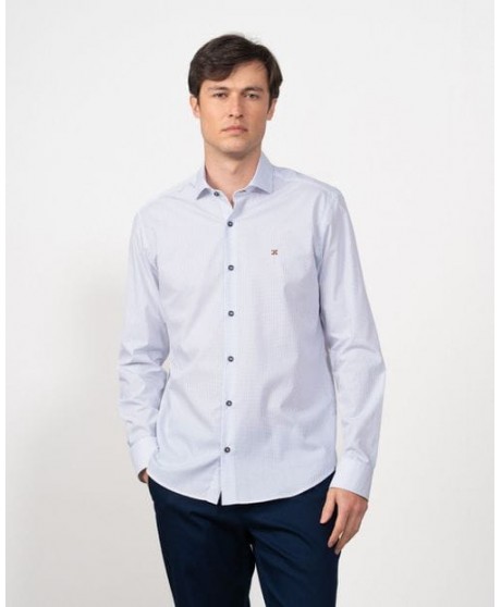 Camisa vestir blanca microdibujo verde ETIEM