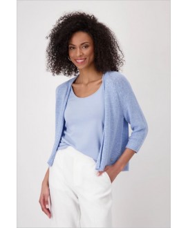 Chaqueta punto azul  manga 3/4 sin botón MONARI