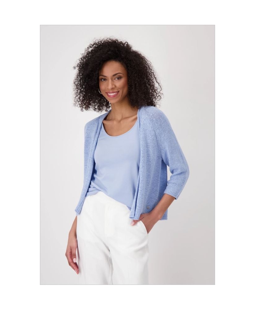 Chaqueta punto azul  manga 3/4 sin botón MONARI