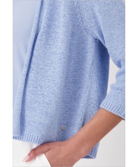 Chaqueta punto azul  manga 3/4 sin botón MONARI