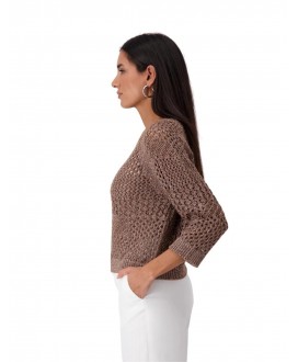 Jersey calado marrón lurex dorado MONARI