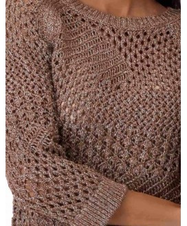 Jersey calado marrón lurex dorado MONARI