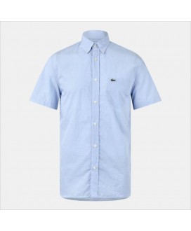 Camisa cuadro vichy celeste manga corta LACOSTE