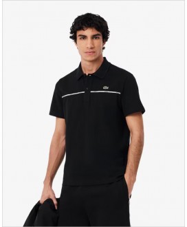 Polo negro L.12.12 regular ribete blanco logotipo LACOSTE