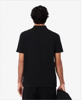 Polo negro L.12.12 regular ribete blanco logotipo LACOSTE