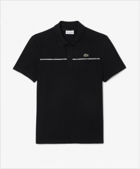 Polo negro L.12.12 regular ribete blanco logotipo LACOSTE