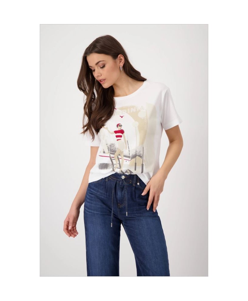 Camiseta blanca dibujo pareja velero MONARI