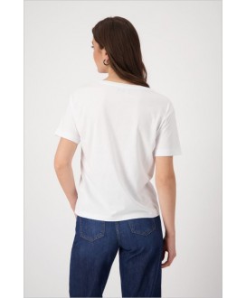 Camiseta blanca dibujo pareja velero MONARI