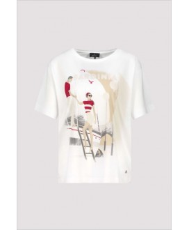 Camiseta blanca dibujo pareja velero MONARI