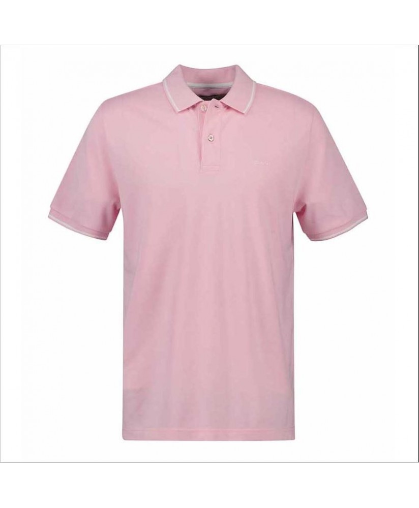 Polo piqué rosa rebite blanco GANT