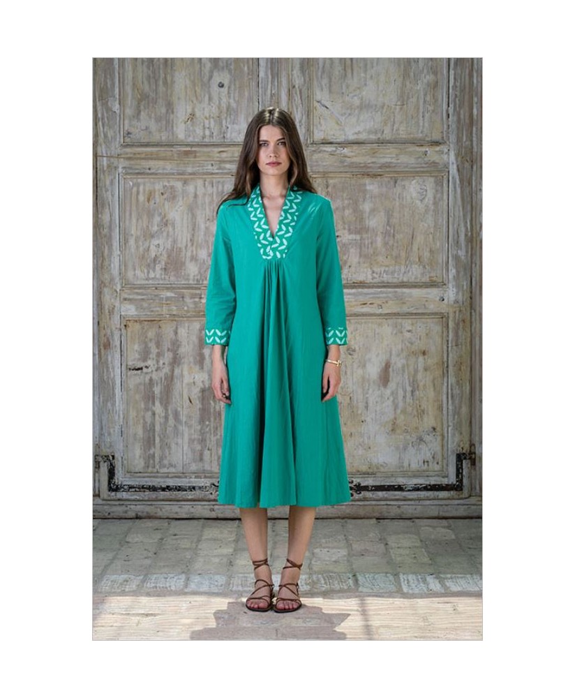 Vestido verde liso HONGO