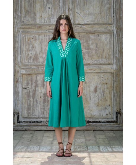 Vestido verde liso HONGO
