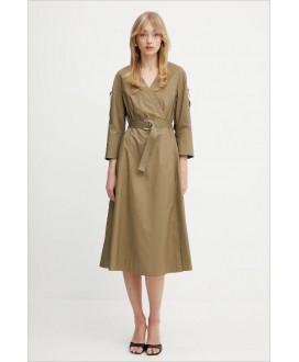 Vestido caqui cinturón hebilla tiras hombro LIU JO