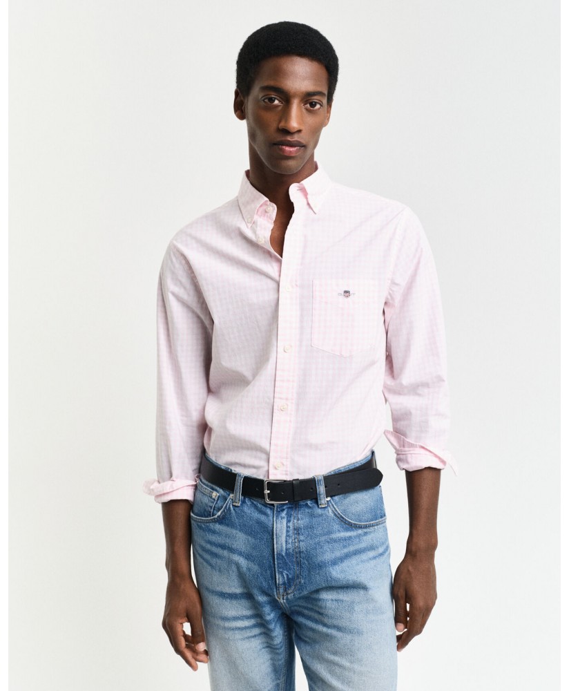 Camisa popelina cuadros vichy rosa Regular Fit GANT
