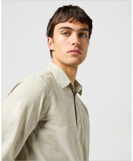 Camisa verde manga corta algodón/lino WRANGLER