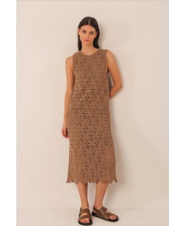 Vestido marrón crochet INDI&COLD