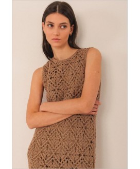 Vestido marrón crochet INDI&COLD