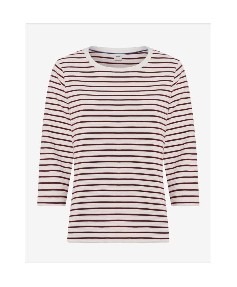 Camiseta algodón manga 3/4 raya granate BRAX