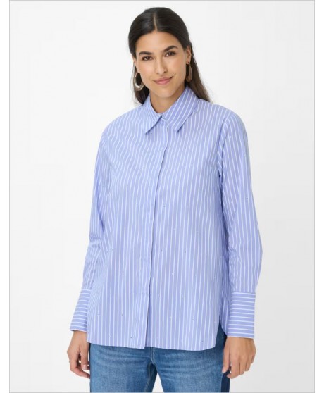 Camisa oversize azul raya blanca strass BRAX