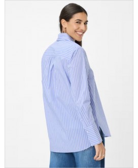 Camisa oversize azul raya blanca strass BRAX