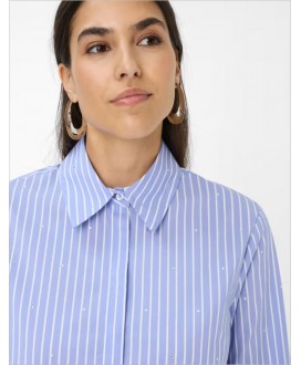 Camisa oversize azul raya blanca strass BRAX
