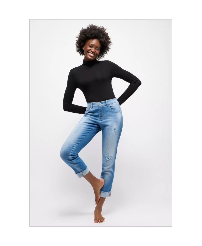 Pantalón vaquero azul recto dobladillo Darleen Crop ANGELS