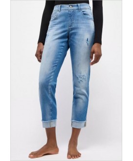 Pantalón vaquero azul recto dobladillo Darleen Crop ANGELS