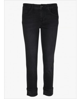 Vaquero negro recto dobladillo strass LIU JO