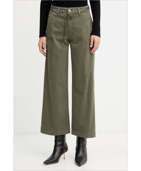 Pantalón caqui tobillero campana cinturón cadena LIU JO