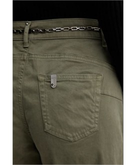 Pantalón caqui tobillero campana cinturón cadena LIU JO