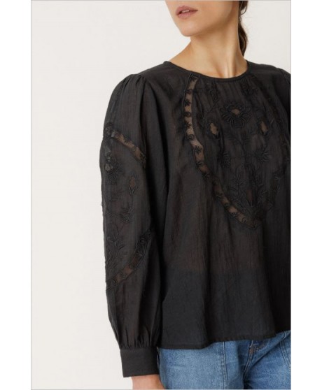 Blusa bordado romántico negra INDI&COLD