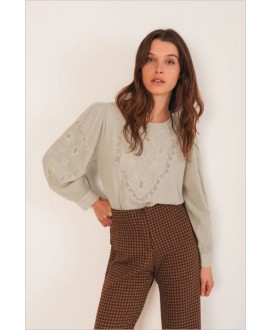 Blusa bordado romántico piedra INDI&COLD