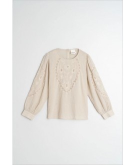 Blusa bordado romántico piedra INDI&COLD