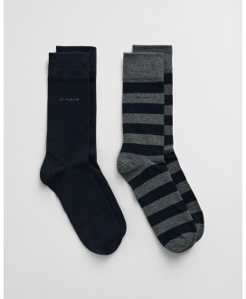 Pack calcetines marino liso y raya gris GANT