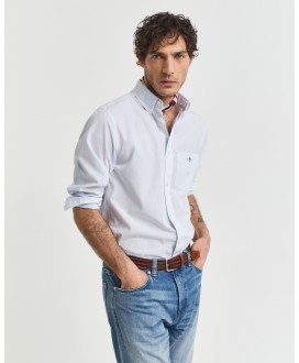 Camisa popelina azul raya fina regular fit GANT