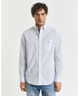 Camisa popelina azul raya fina regular fit GANT