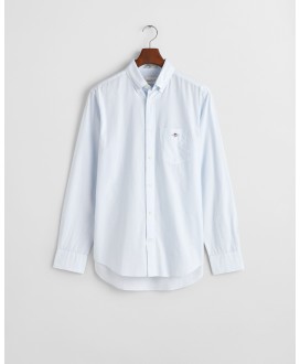 Camisa popelina azul raya fina regular fit GANT