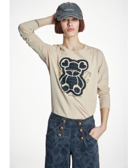 Camiseta beige print oso ALBA CONDE