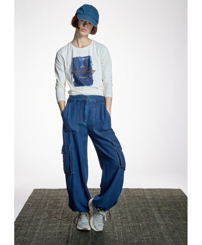 Camiseta camel print azul ALBA CONDE