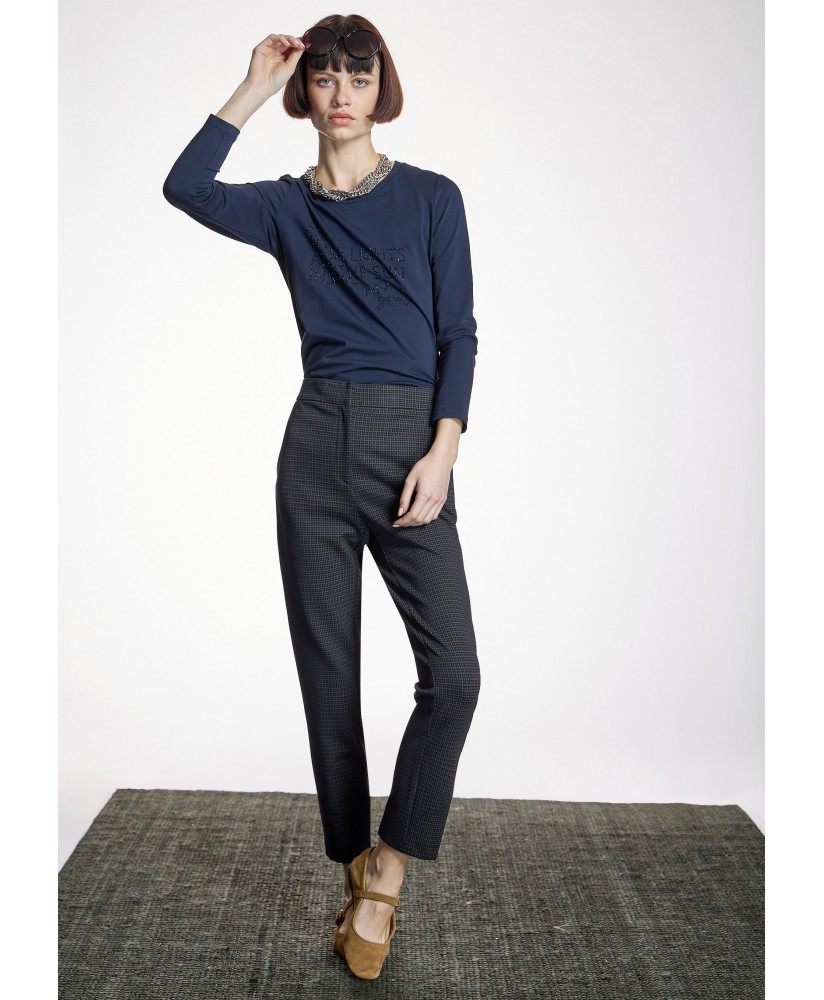 Camiseta negra texto strass ALBA CONDE
