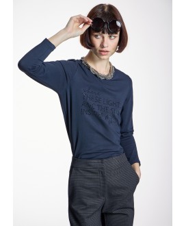 Camiseta negra texto strass ALBA CONDE