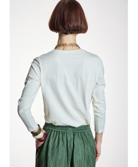 Camiseta marrón texto strass ALBA CONDE